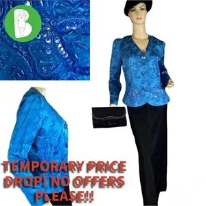 ANNE CRIMMINS FOR UMI COLLECTIONS VINTAGE 1980'S BLUE SILK SEQUIN BLOUSE (10)